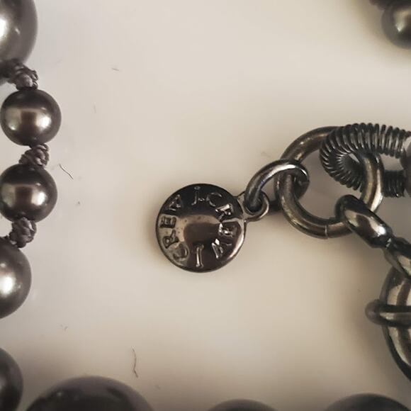 J. Crew Gun Metal Gray Faux Pearl Necklace Faux Hematite Charcoal Gray‎ Casual - Picture 6 of 7